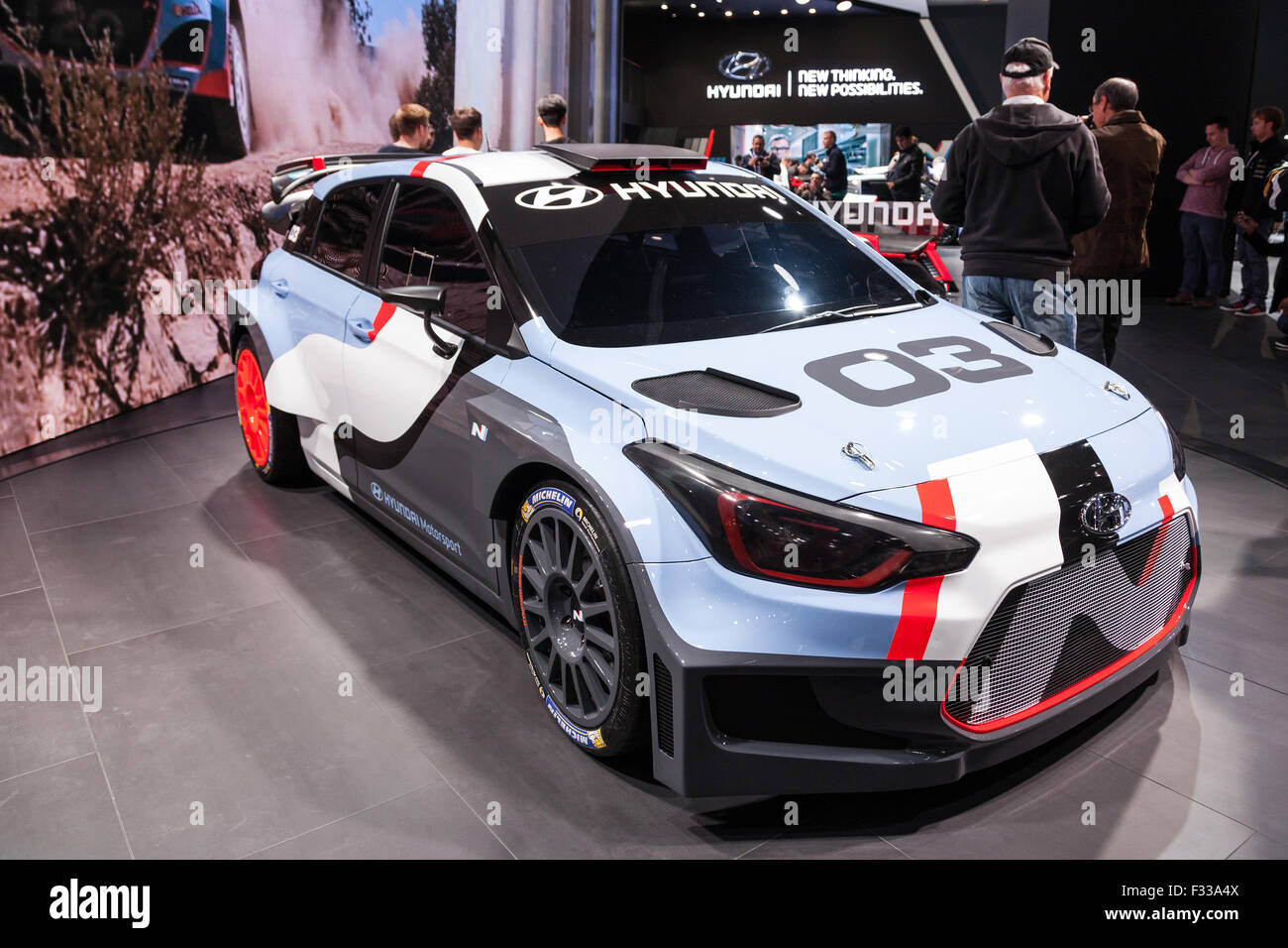 Hyundai i20 WRC gara auto presso la IAA 2015 Foto Stock