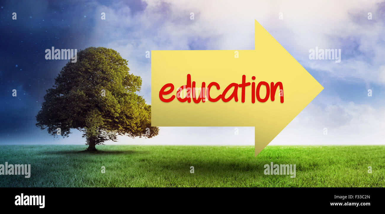 Educazione contro campo di notte e di giorno Foto Stock