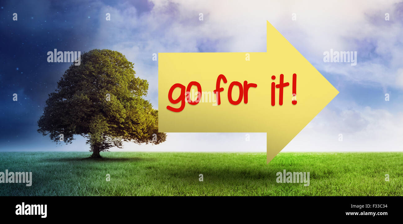 Andare per esso! Contro il campo di notte e di giorno Foto Stock