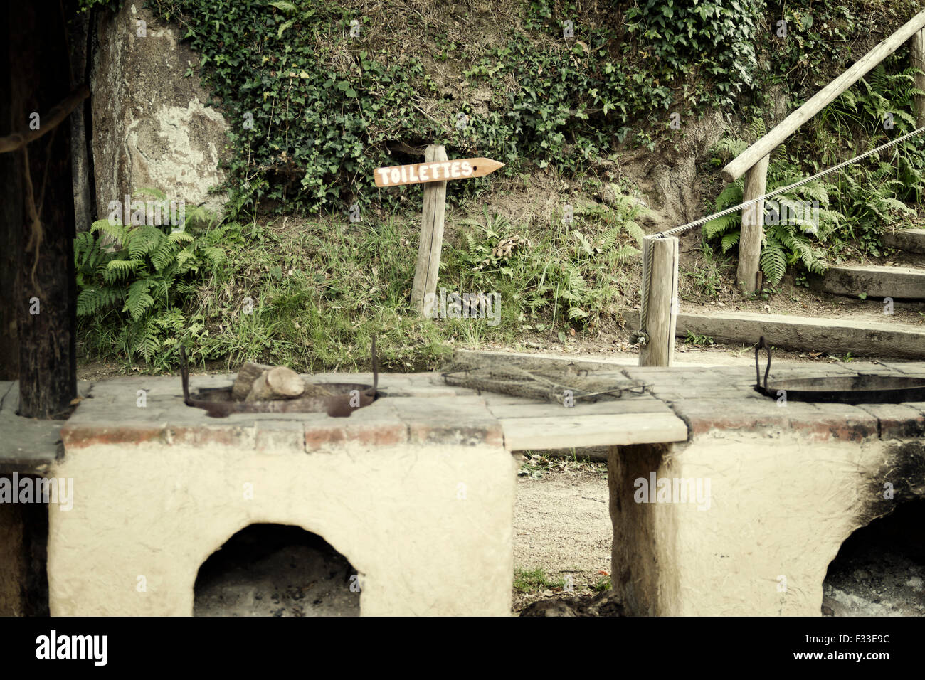Bagno segno a Le Village Gaulois. Foto Stock