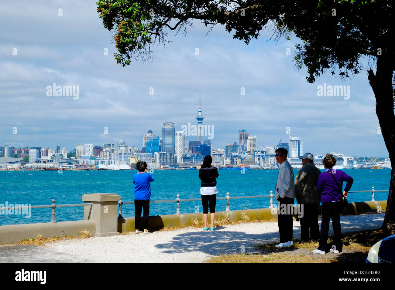 Vista del porto di Auckland dalla Devonport Nuova Zelanda NZ Foto Stock