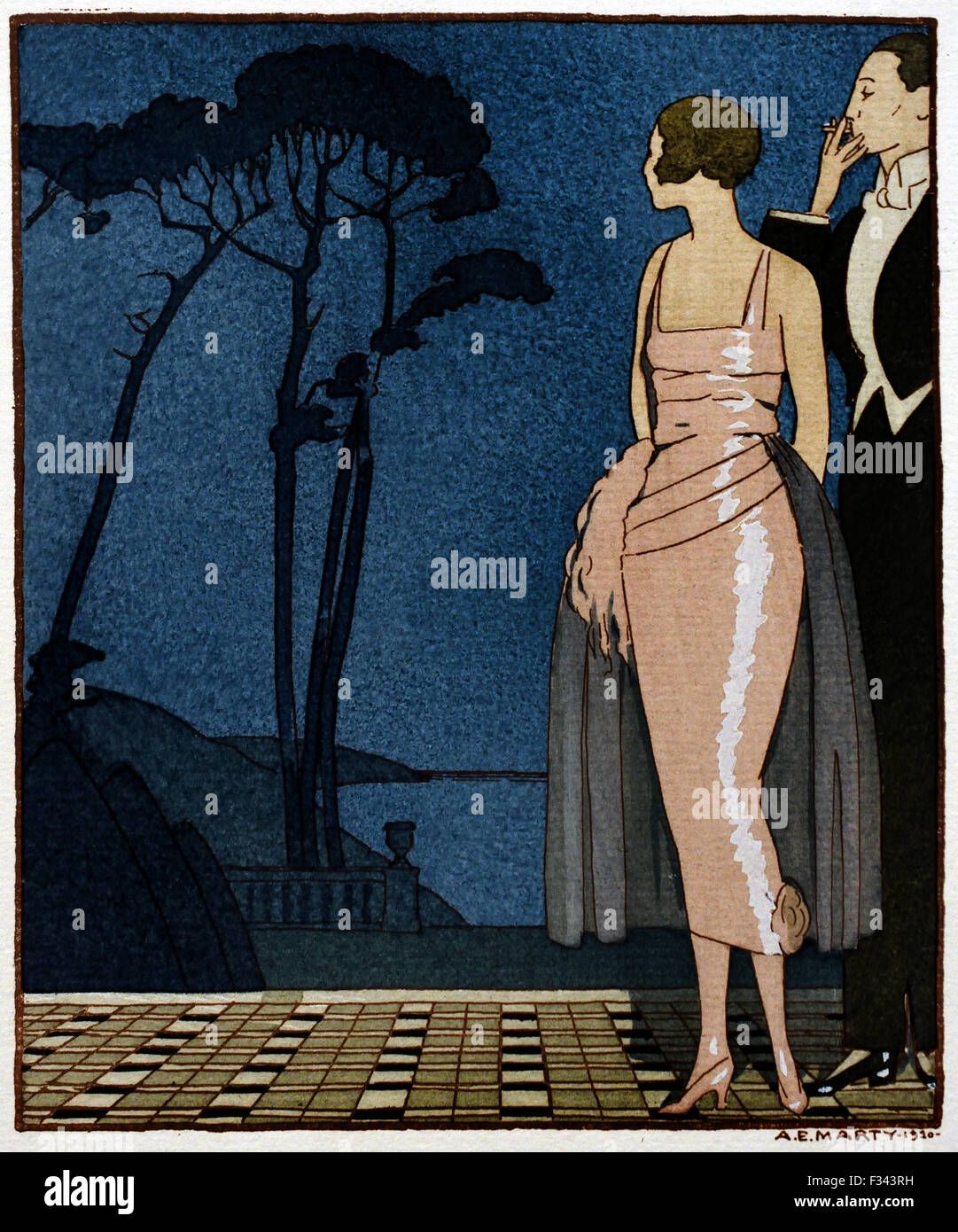 Gazette du Bon Ton Arte - Modi & Frivolites abito da sera 1912-1925 pubblicato da Lucien Vogel Francese di Parigi ( Royal ventenne ) Foto Stock