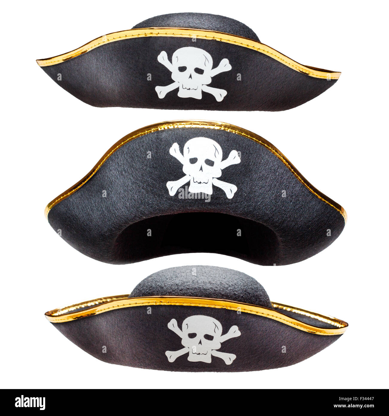 Pirate fancy dress hat con Jolly Roger Foto Stock