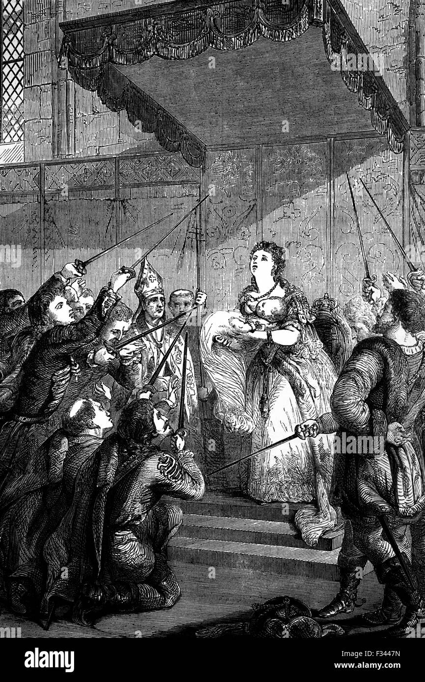 L'imperatrice Maria Teresa, dopo la sua ascesa al trono alla morte di suo padre, l'imperatore Carlo VI. Lei era la femmina solo dominatore delle signorie asburgico l'anno e ha lanciato un appello per il sostegno della dieta ungherese (Parlamento) durante la Comunità europea la Guerra di Successione austriaca nel 1741; Foto Stock