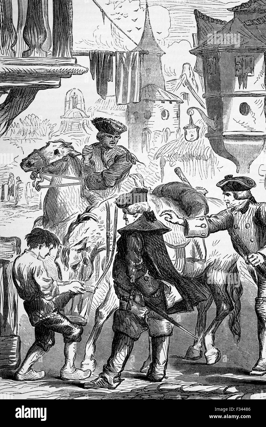 Durante la Guerra di Successione austriaca, il Duca di Belle-Isle è fatto prigioniero dagli inglesi a Elbingerode dello stato tedesco della Sassonia-Anhalt come ha fatto il suo modo di Berlino attraverso Hannover nel 1744. Foto Stock