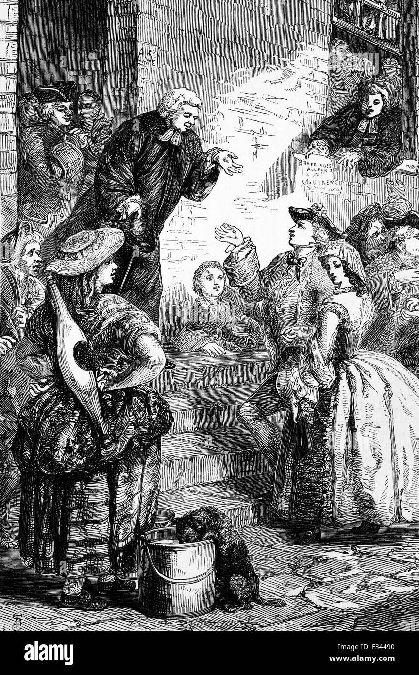 Flotta matrimoni che ha avuto luogo a Londra la flotta della prigione o i suoi dintorni erano irregolari o un matrimonio clandestino che ha avuto luogo in Inghilterra prima dell'atto di matrimonio 1753 è entrato in vigore il 25 marzo 1754. Foto Stock