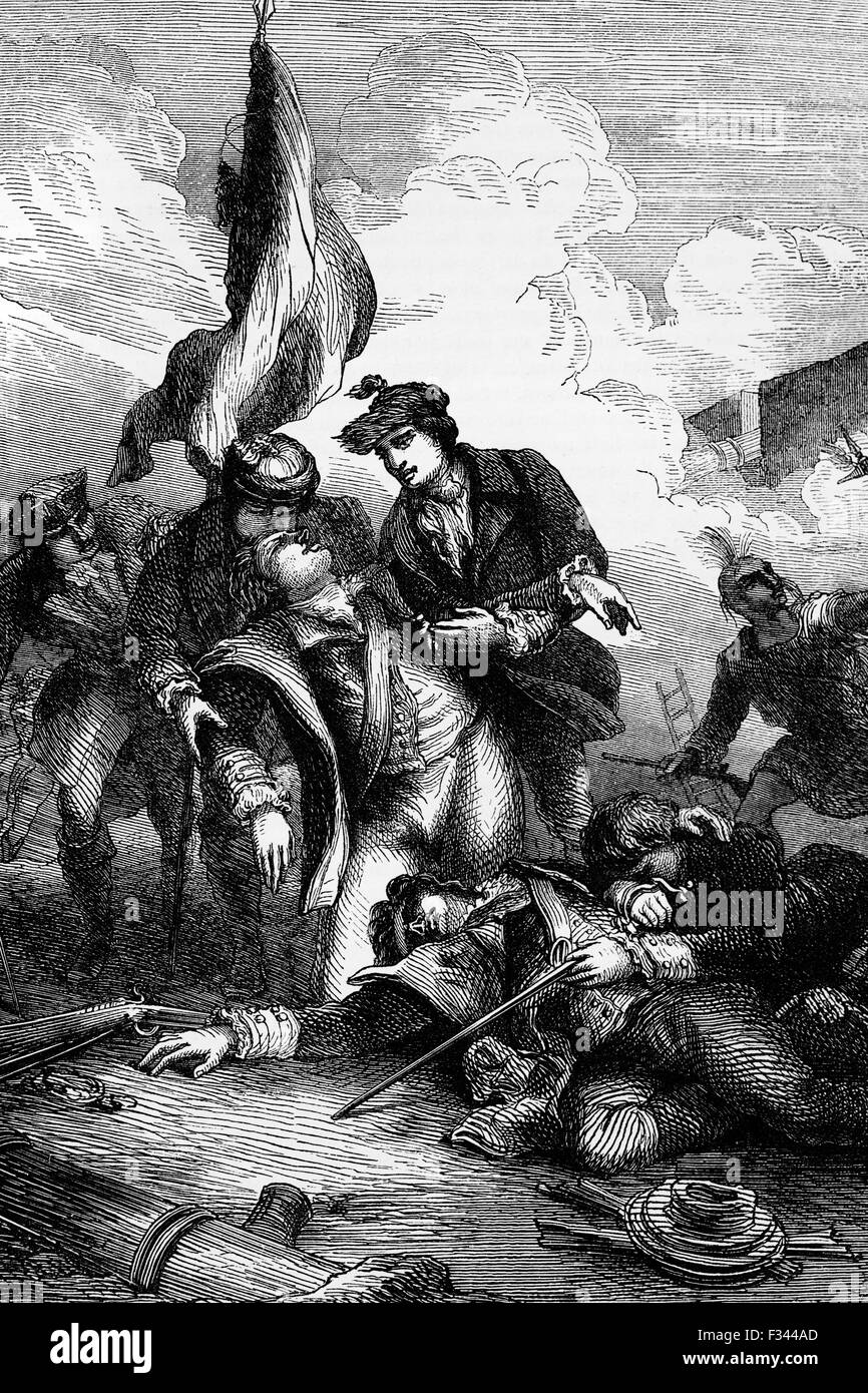 La morte del generale Richard Montgomery durante la Battaglia di Quebec, combattuta su dicembre 31, 1775 tra American esercito continentale forze e la British difensori della città di Québec. Egli è stato un irlandese-nato il soldato che per primo ha servito nell'esercito britannico, poi nell'esercito continentale. Foto Stock