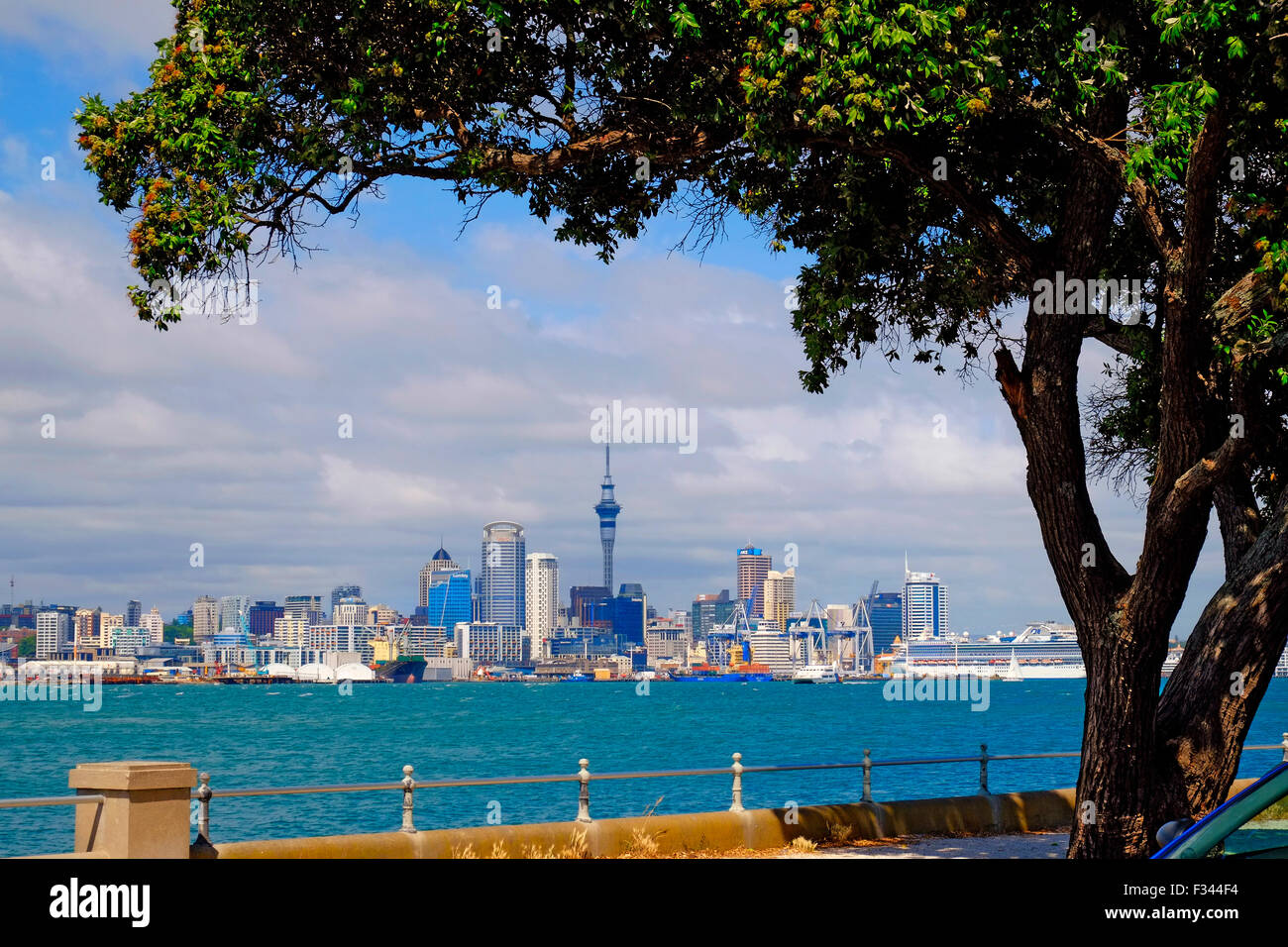 Vista del porto di Auckland dalla Devonport Nuova Zelanda NZ Foto Stock