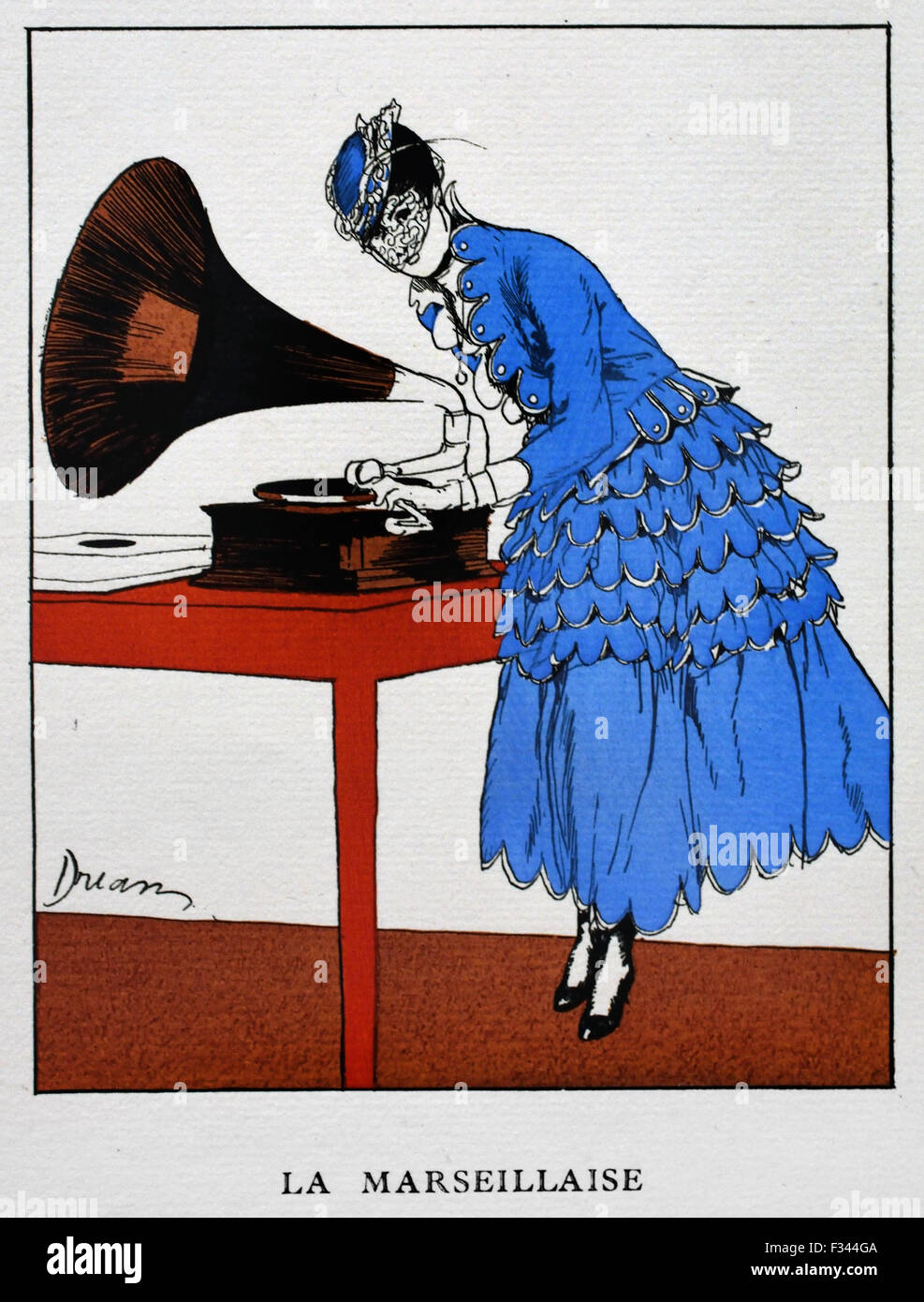 Gazette du Bon Ton in tempo di guerra 1915 Etienne Drian mano incisioni colorate Francese di Parigi ( Prima Guerra Mondiale ) Foto Stock