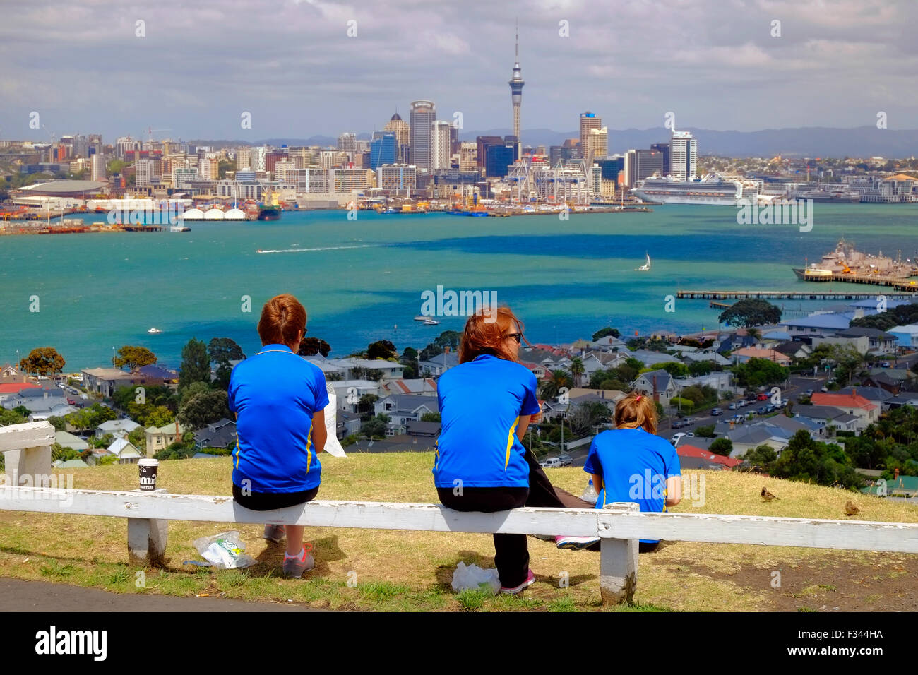 Vista del porto di Auckland dalla Devonport Nuova Zelanda NZ Foto Stock