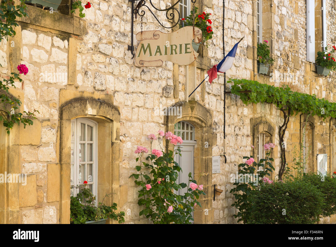 La Mairie a Monpazier, Pays de Bergerac, Périgord e Dordogna, Aquitaine, Francia Foto Stock