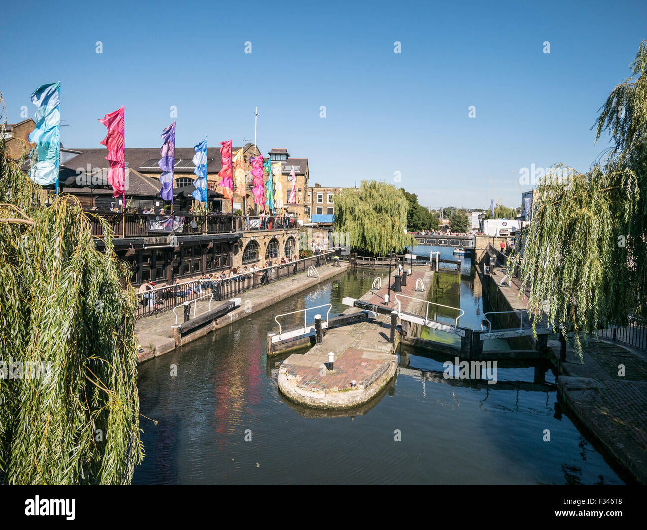 Camden Lock sul Regents Canal London REGNO UNITO Foto Stock