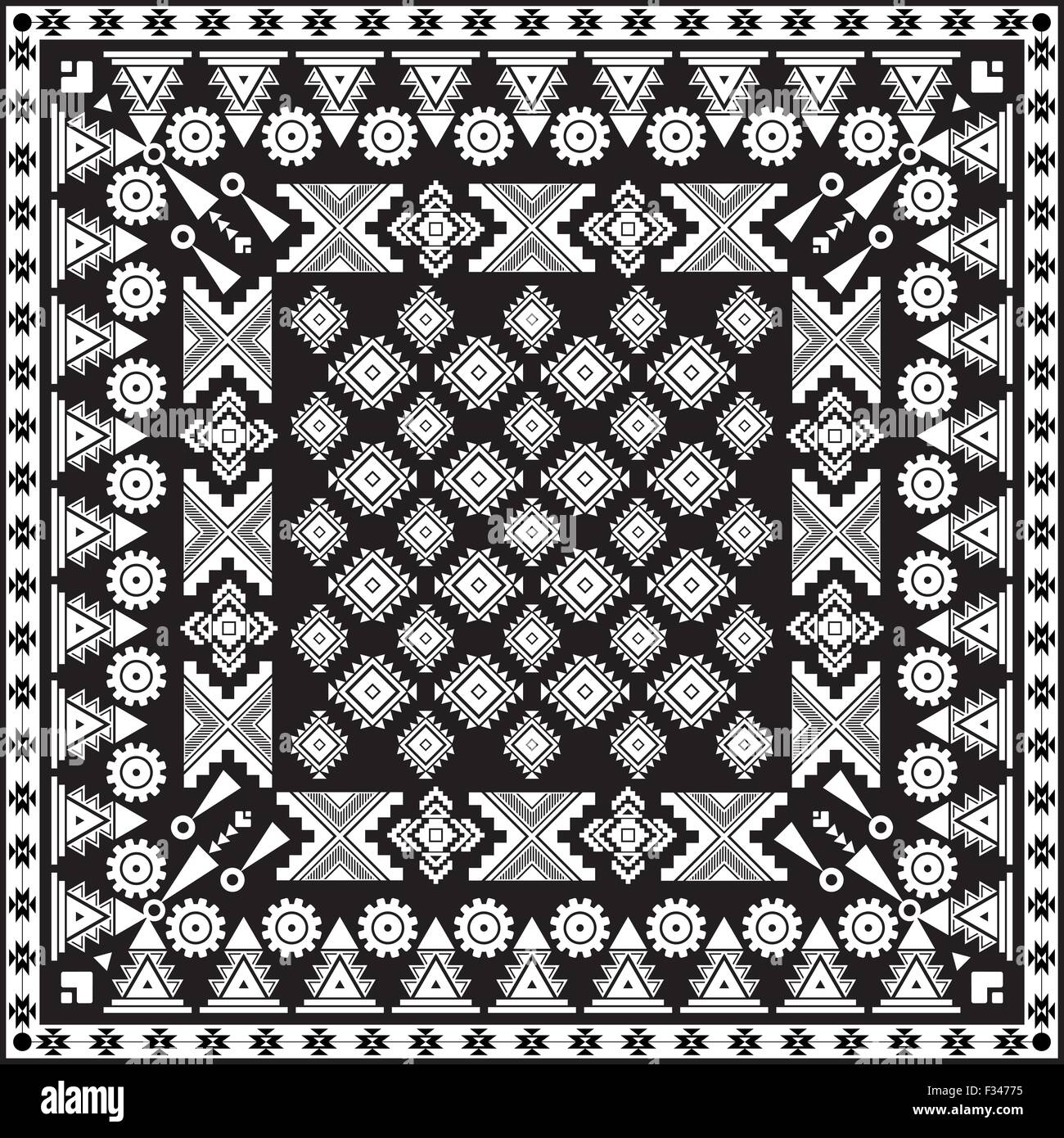 Bandana nera con stampa ornamento etnica . Sfondo vettoriale Immagine e  Vettoriale - Alamy