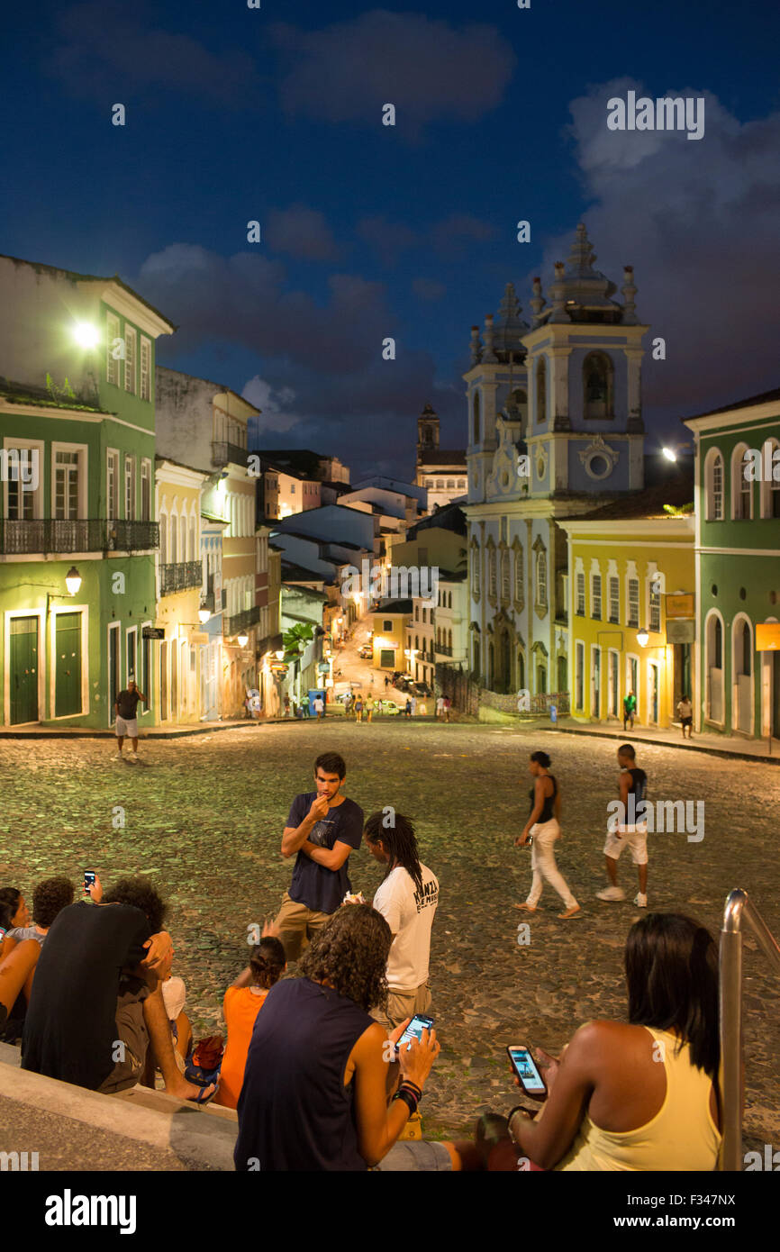 La vita di strada, il centro storico di Salvador de Bahia, Brasile Foto Stock