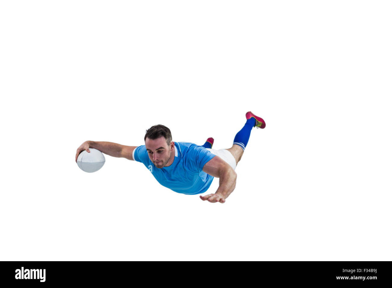 Giocatore di rugby con un punteggio provare Foto Stock