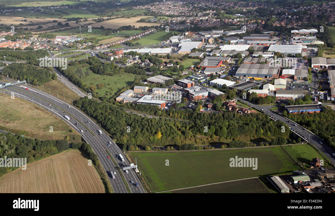 Vista aerea di Sperone Gildersome Industrial Estate e Highcliffe Ind Est, Morley, Leeds, Regno Unito Foto Stock
