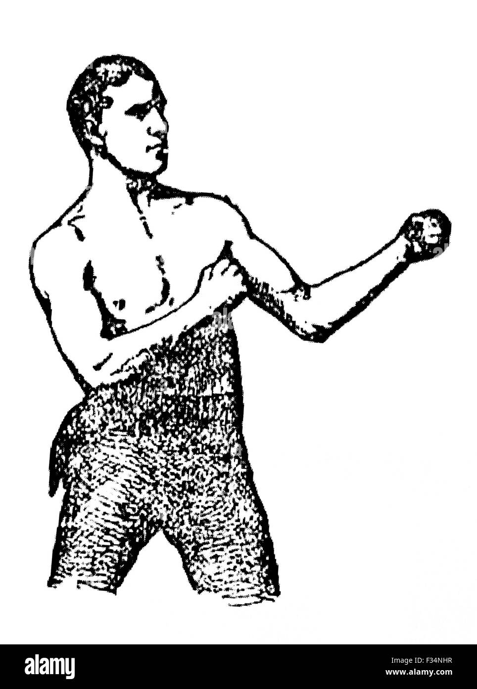 Giornale Vintage ritratto del boxer Irish-American 'Nonpareil' jack Dempsey (1862 - 1895) - spesso classificato come uno dei più grandi pound per pound fighters nella storia. Dempsey (vero nome John Edward Kelly) arrivò a New York da Irlanda come un bambino e ha lavorato in una fabbrica di canna prima di passare la mano alla lotta e pugilato in 1883. Egli è salito a diventare statunitense e mondiale pesi medi del campione e la sua reputazione di essere imbattibile che gli è valso il soprannome di 'Nonpareil' come egli è stato considerato senza pari. Foto Stock
