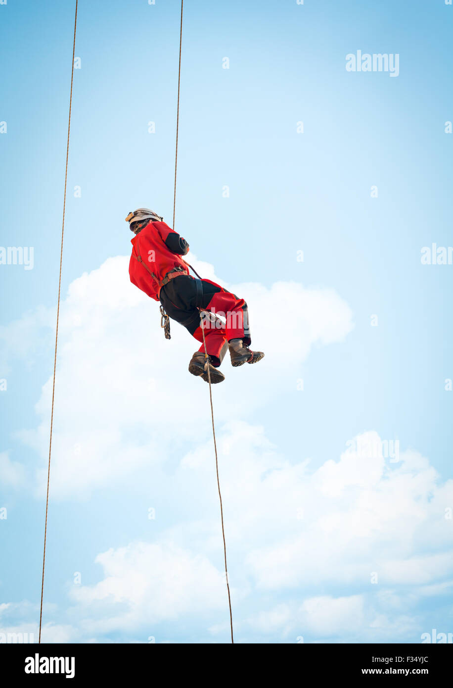 Altezza della squadra di soccorso dei Vigili del fuoco Foto Stock