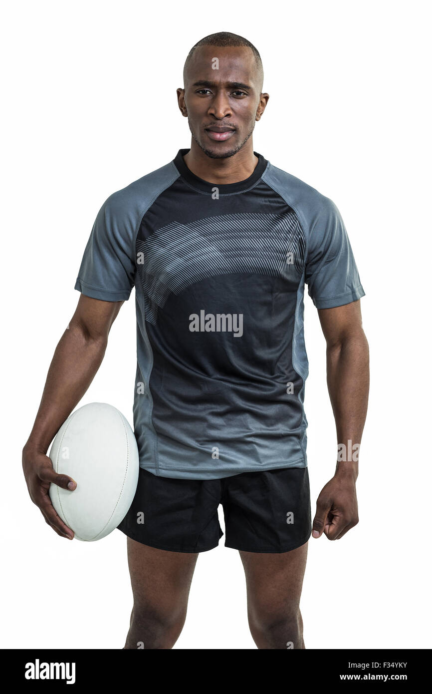 Ritratto di fiducioso giocatore di rugby Foto Stock