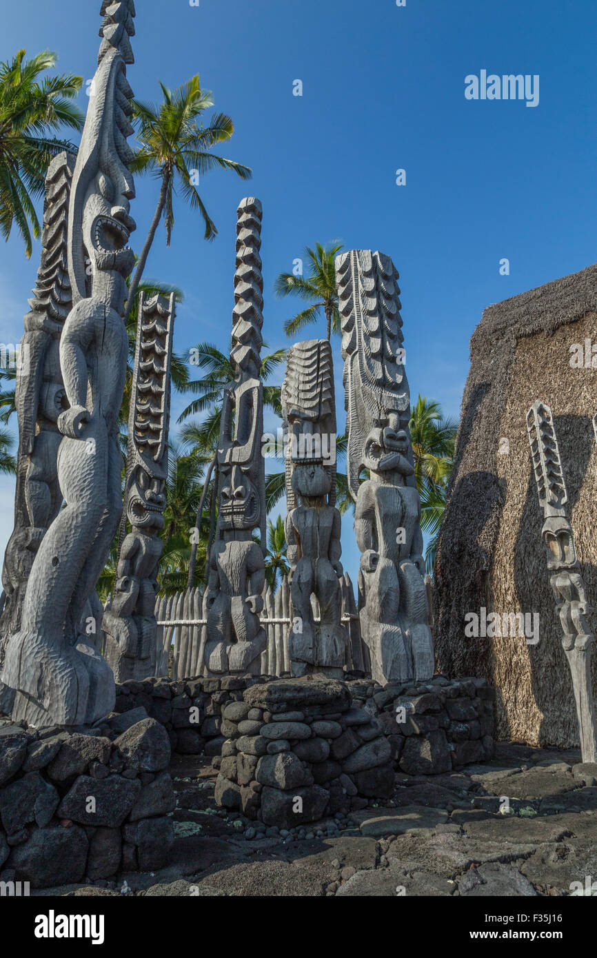 Puuhonua - Honaunau National Historical Park è un US National Historical Park situato sulla Big Island delle Hawaii. Foto Stock