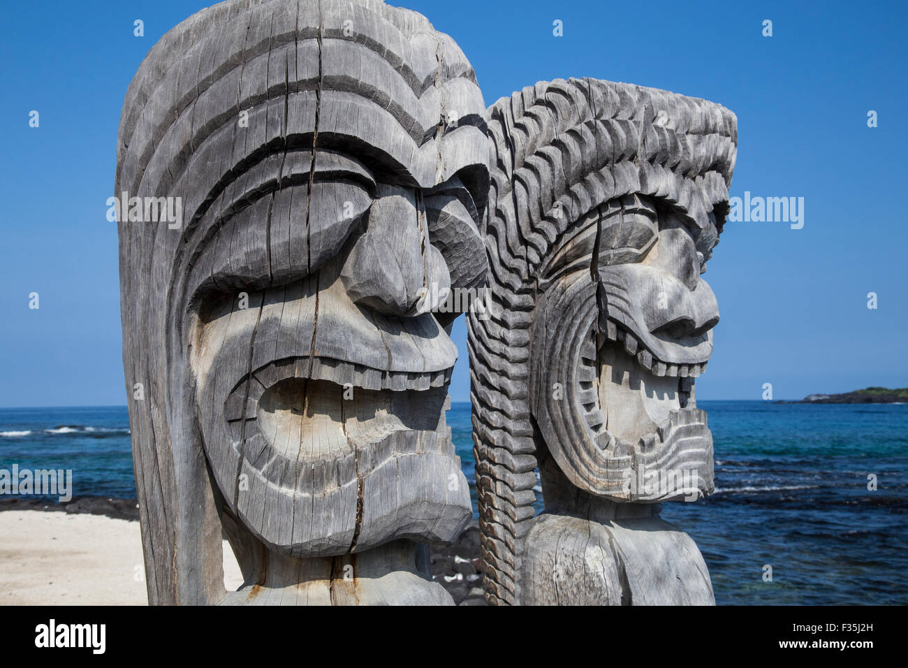 Puuhonua - Honaunau National Historical Park è un US National Historical Park situato sulla Big Island delle Hawaii. Foto Stock