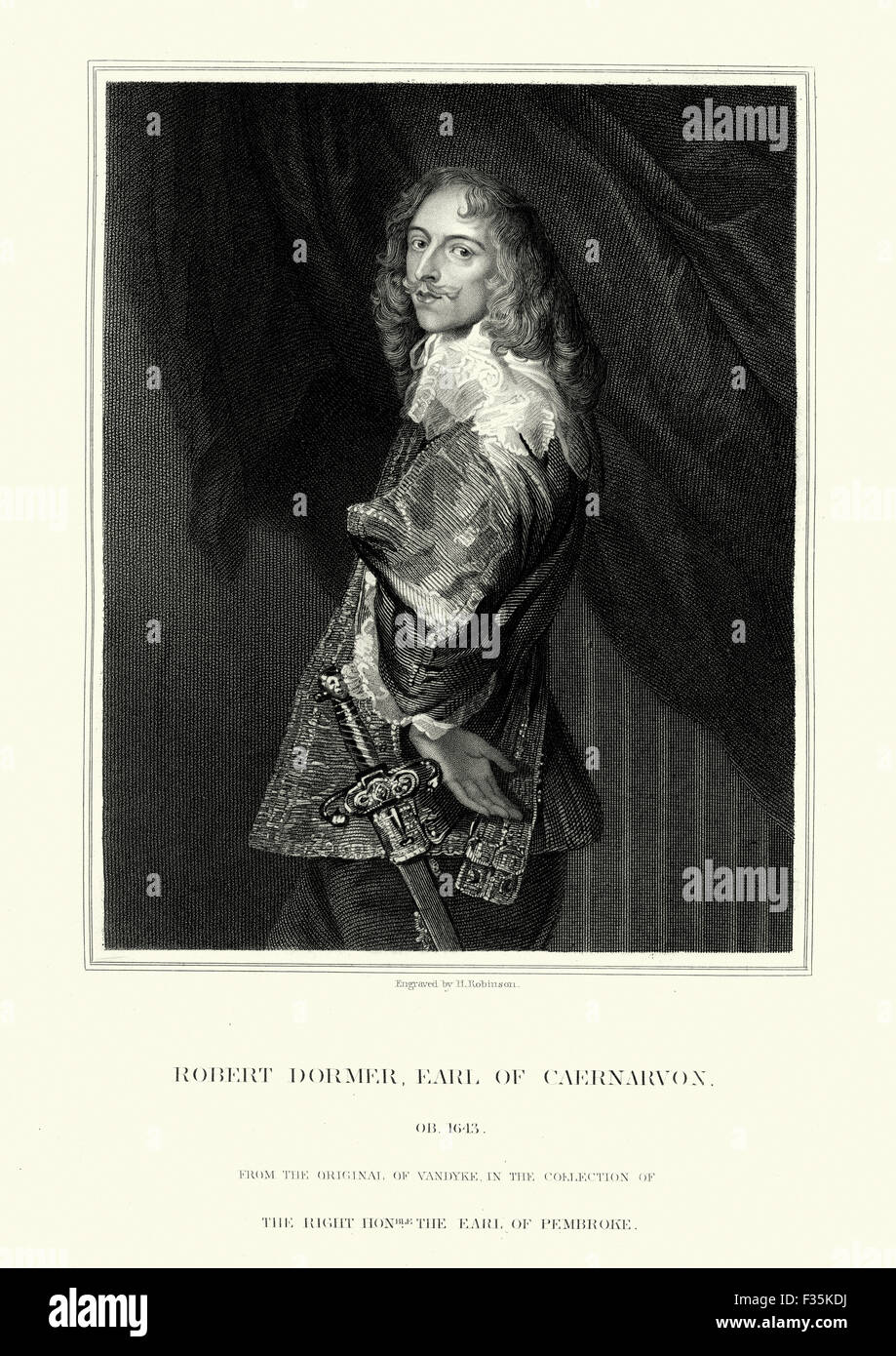 Ritratto di Robert Dormer, 1° Conte di Carnarvon (1610 al 20 settembre 1643) era un inglese peer. Foto Stock