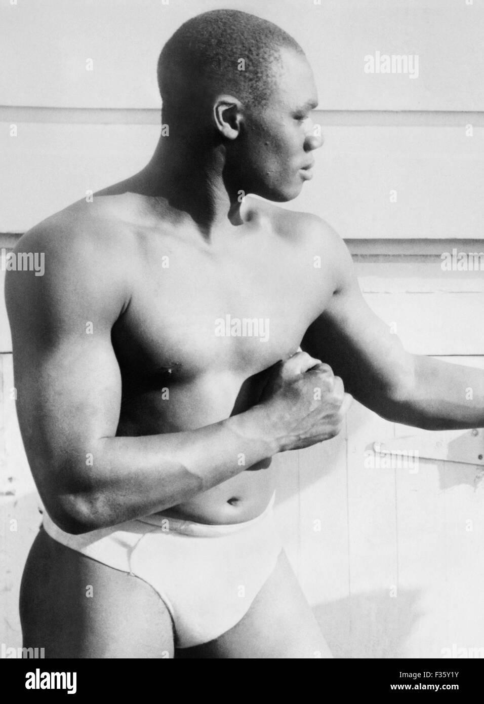 Foto d'epoca dei boxer Sam Langford (1883 - 1956). Canadian-nato Langford, soprannominato 'il Boston Bonecrusher', 'il terrore di Boston " e " la Boston Tar Baby', è considerato da molti come uno dei più grandi lottatori di tutti i tempi e probabilmente la più grande mai alla lotta per un titolo mondiale. Foto Stock