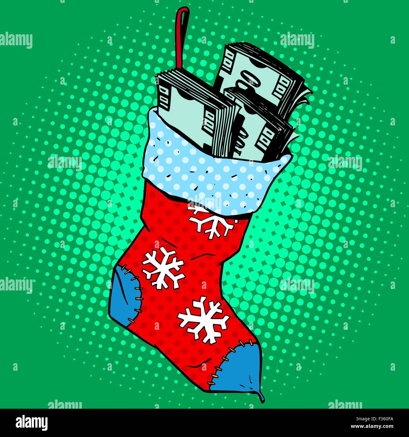 Calza di Natale con il denaro Illustrazione Vettoriale