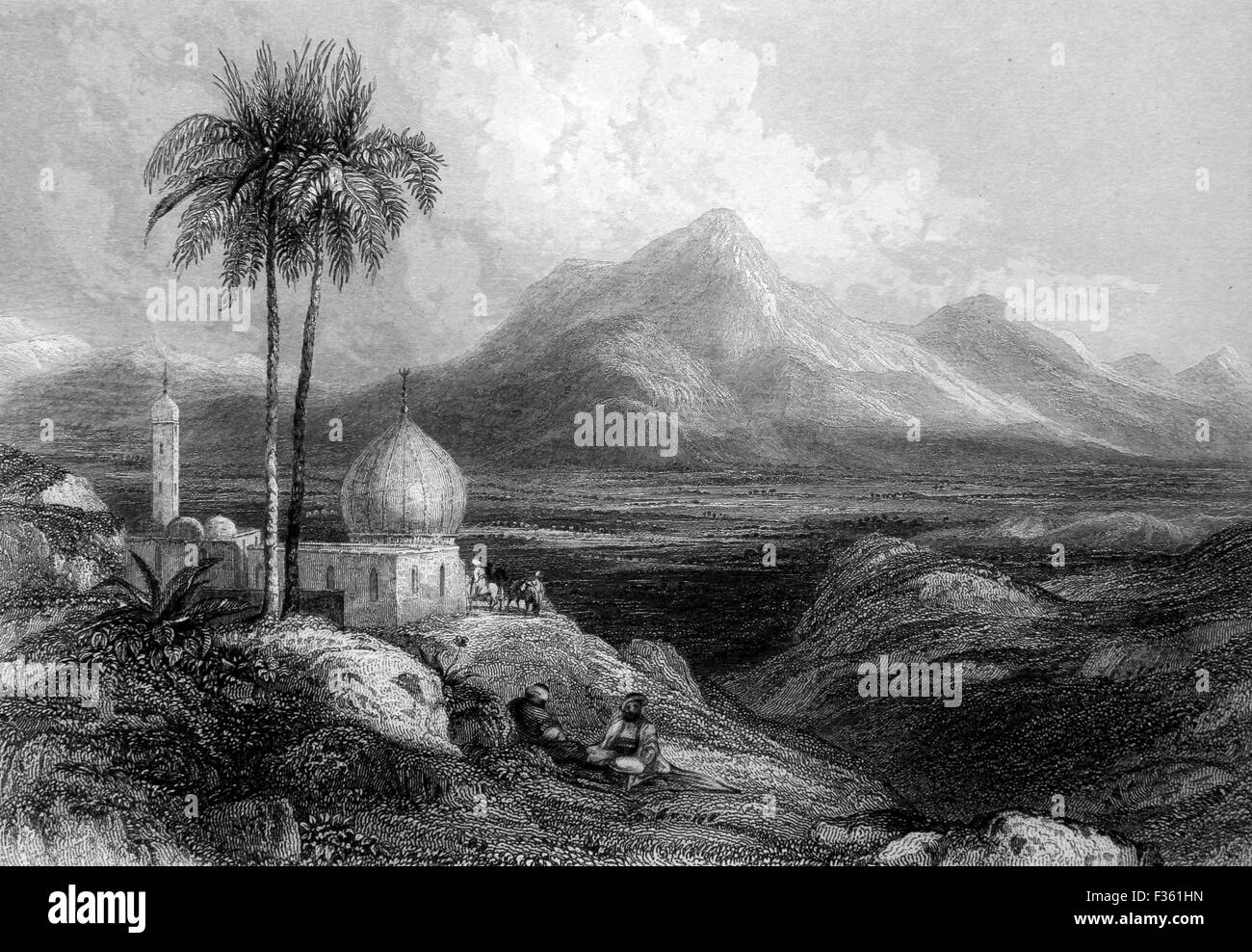 La pianura di Jezreel Esdraelon o. Bianco e Nero illustrazione dai paesaggi della Bibbia Foto Stock