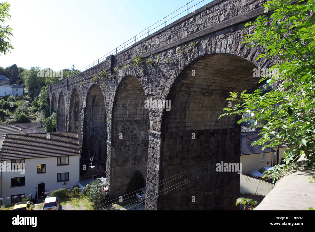 In disuso viadotto ferroviario in Tavistock Foto Stock