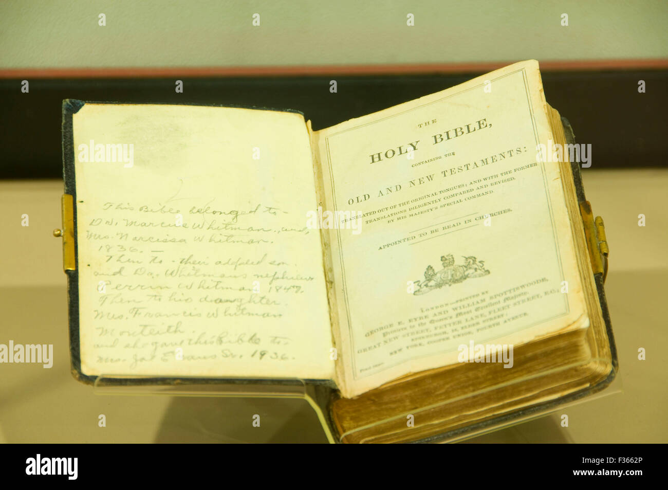 Whitman la bibbia, Whitman mission Sito Storico Nazionale, Washington Foto Stock