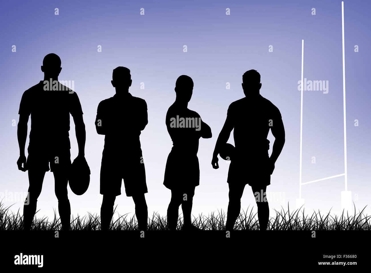 Immagine composita di agguerriti giocatori di rugby Foto Stock