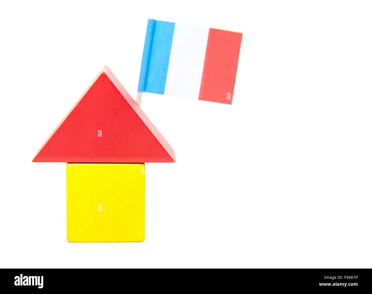 Home stilizzata con bandiera francese. Tutto su sfondo bianco Foto Stock