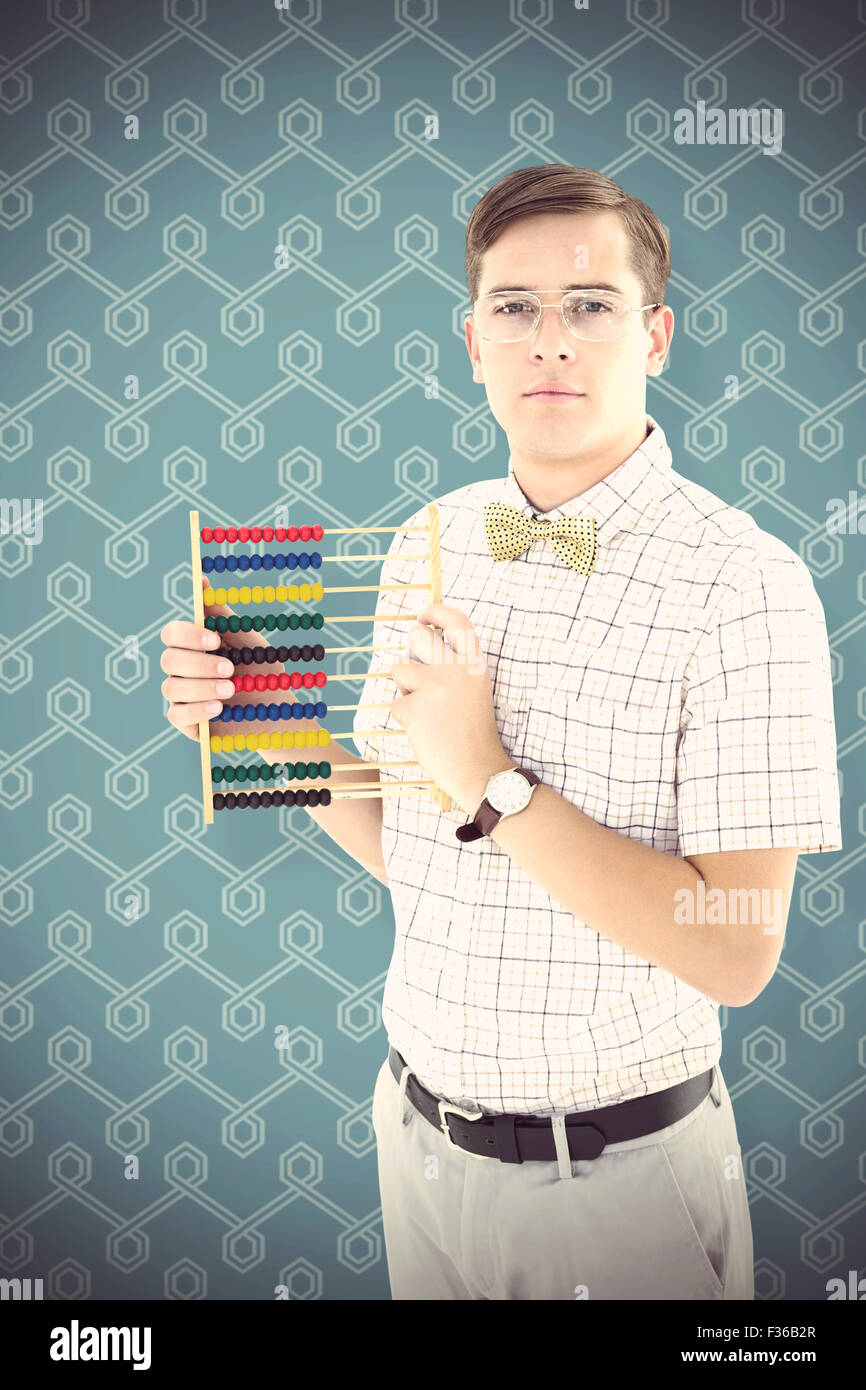 Immagine composita di geeky hipster tenendo un abaco Foto Stock