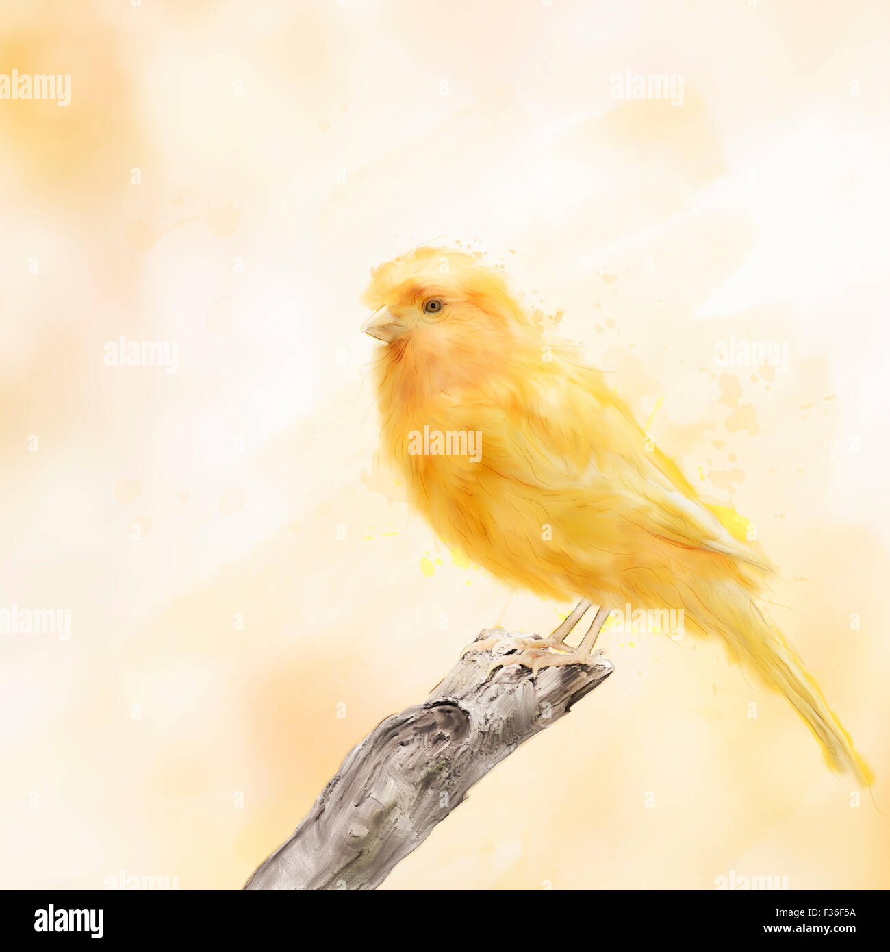 La pittura digitale di uccello giallo Foto Stock