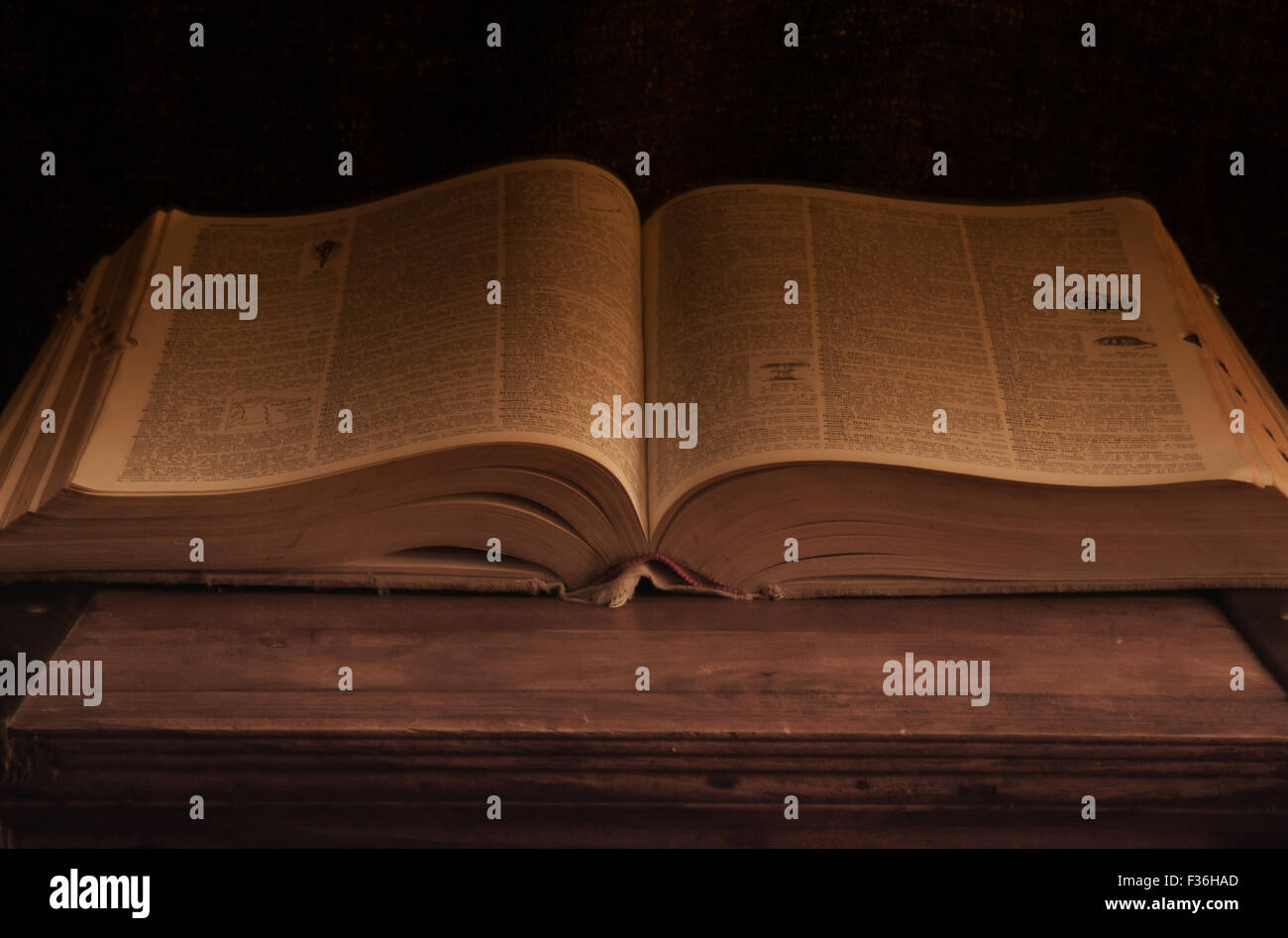 Età libro con pagine aperte Foto Stock