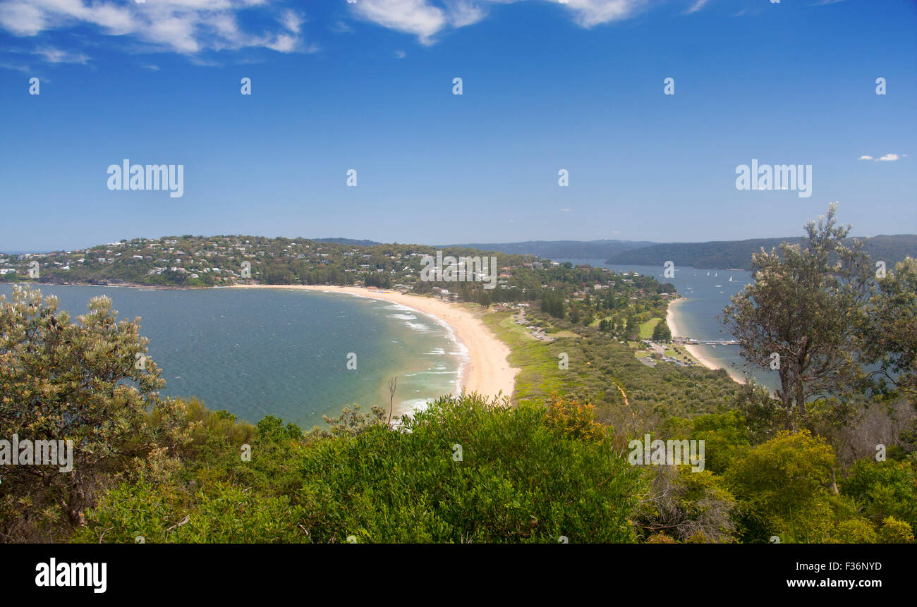 Palm Beach e Pittwater dalla testa BArrenjoey Spiagge Nord Sydney NSW Australia Foto Stock