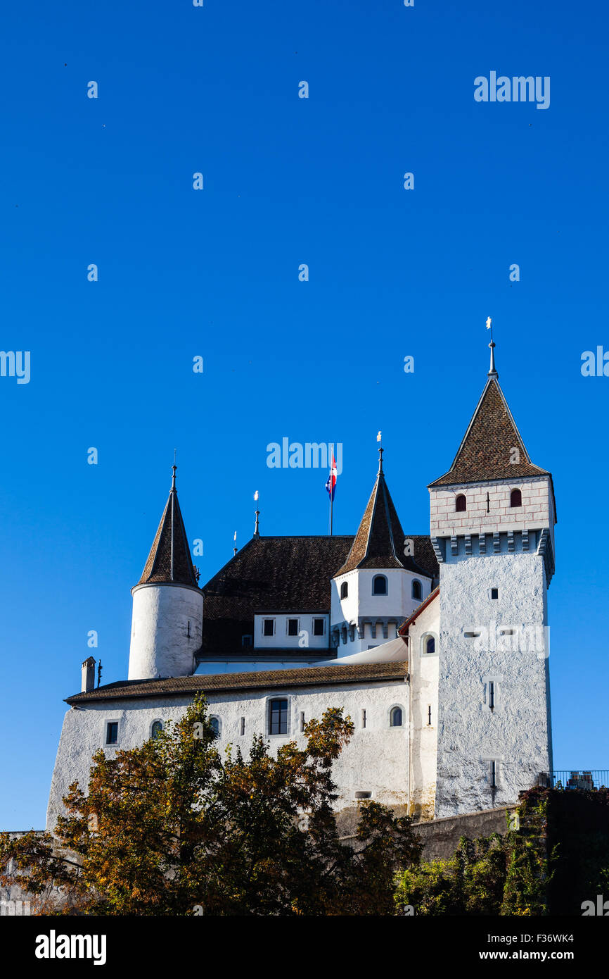 Castello di Nyon sulla riva del lago di Ginevra, Svizzera Foto Stock