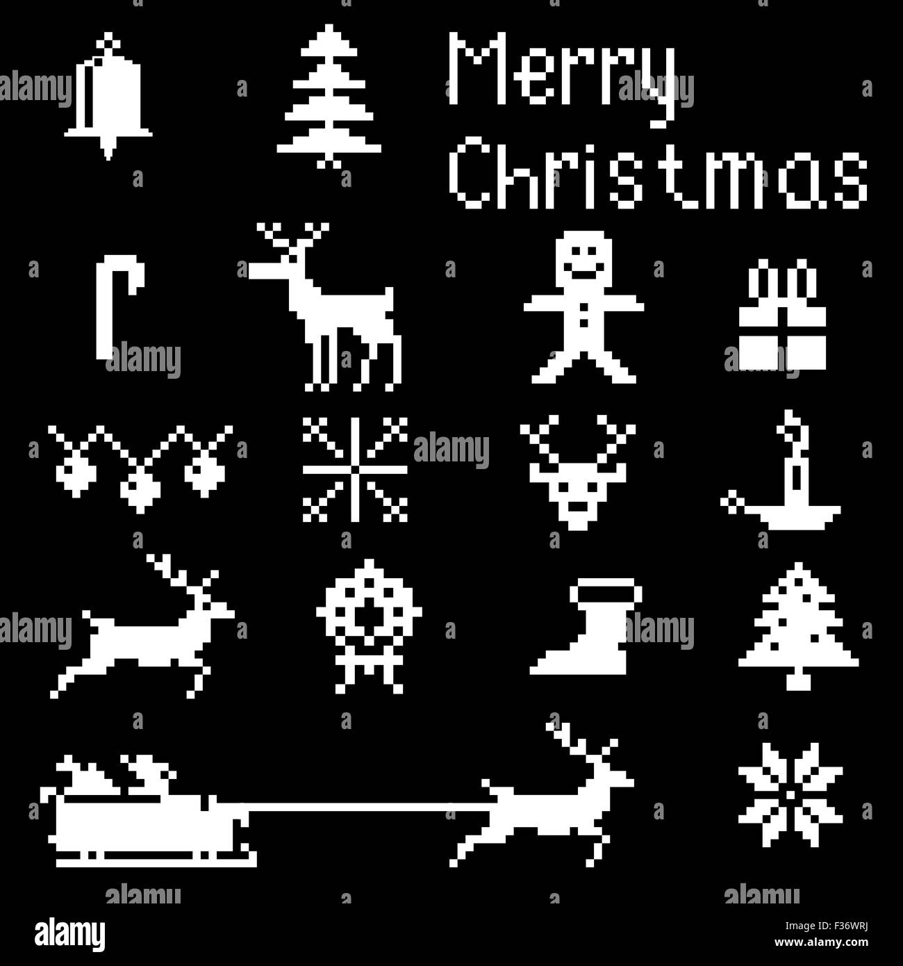 Pixel di Natale icone di stile impostato, inverno pattern pixel Foto stock - Alamy