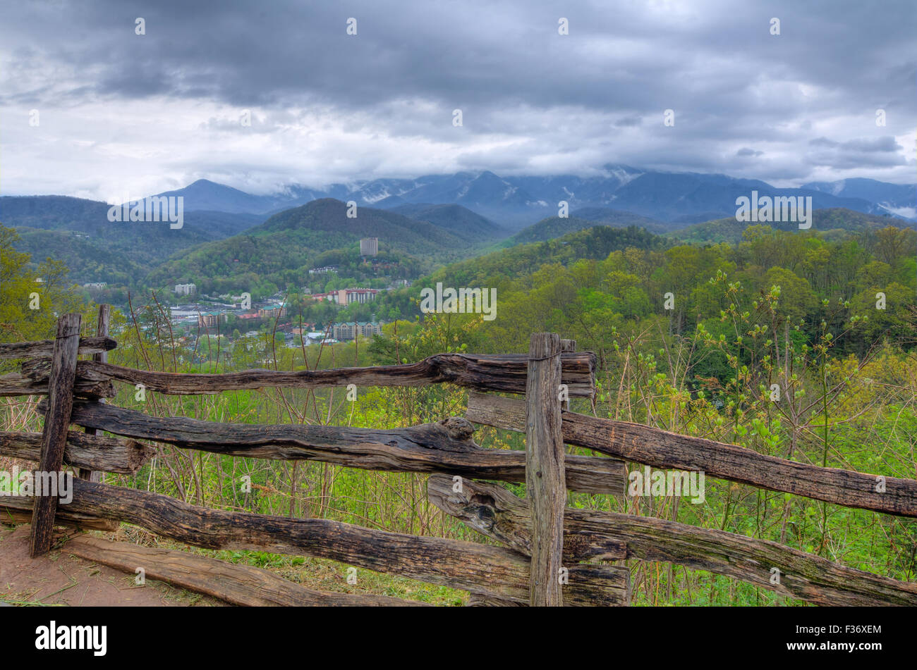 Vista aerea di Gatlinburg, Tennessee Foto Stock