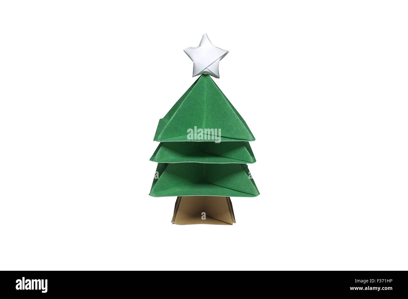 Origami in forma di albero di Natale con Stella sulla parte superiore Foto Stock