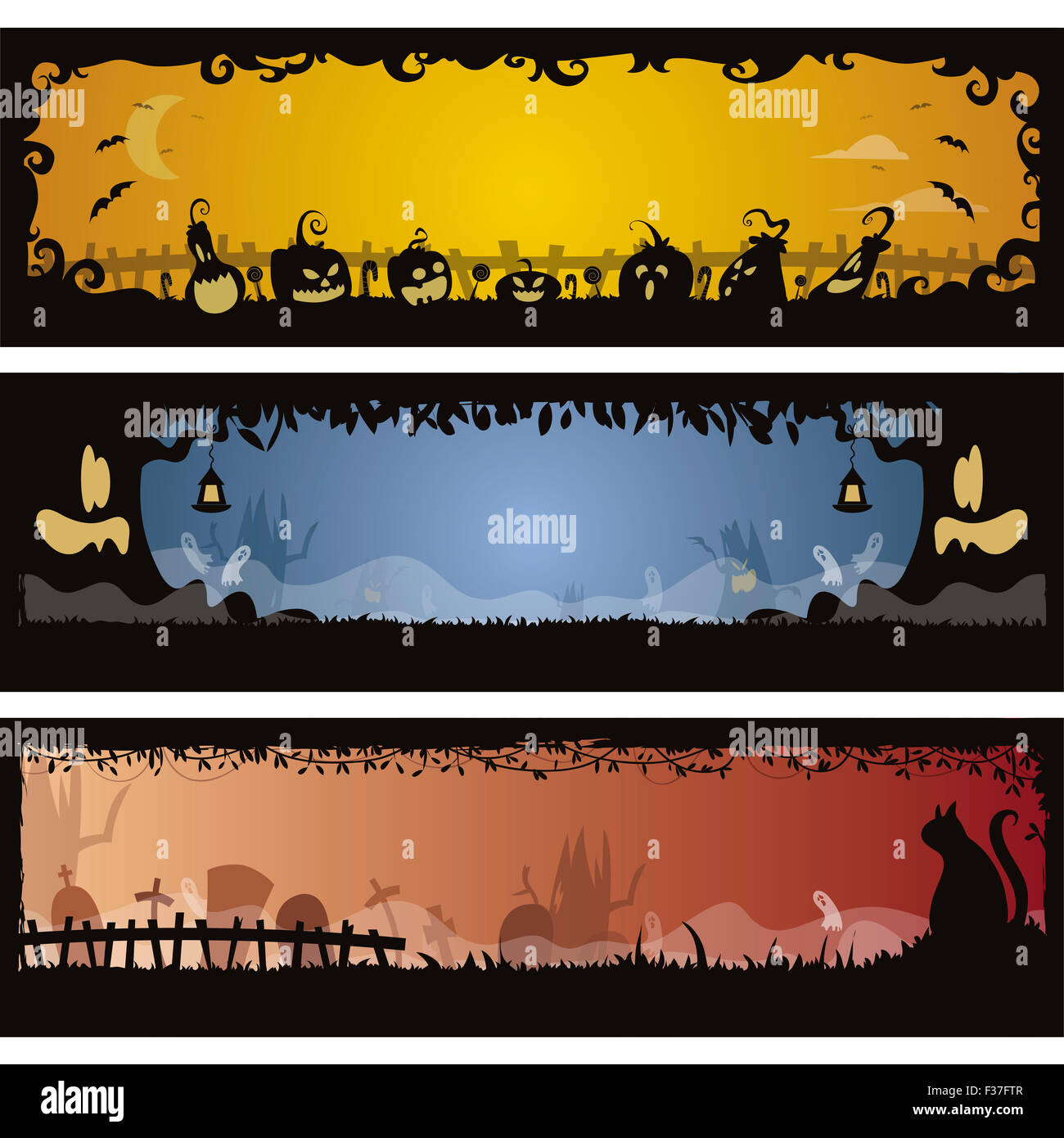 Set di 3 banner di Halloween in modificabile file vettoriali Foto Stock
