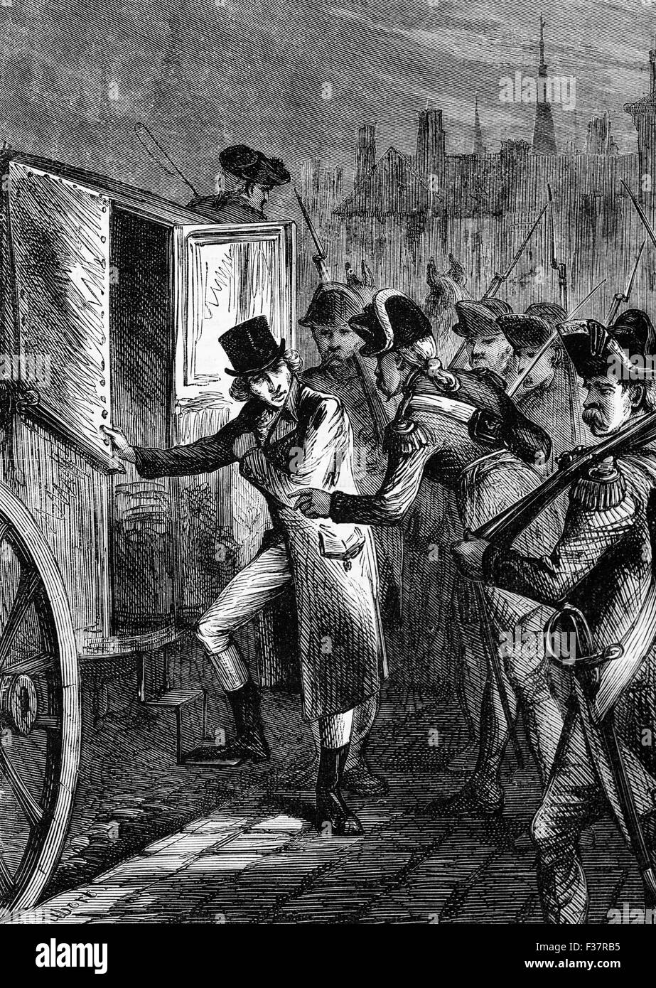 Honoré Gabriel Riqueti, Comte de Mirabeau era un rivoluzionario francese, scrittore e diplomatico, giornalista e politico francese. Egli è stato arrestato nel 1789, accusato di tradimento per parlare a sostegno del re il diritto di proclamare la pace o la guerra; egli ha difeso con successo se stesso contro la carica. Foto Stock