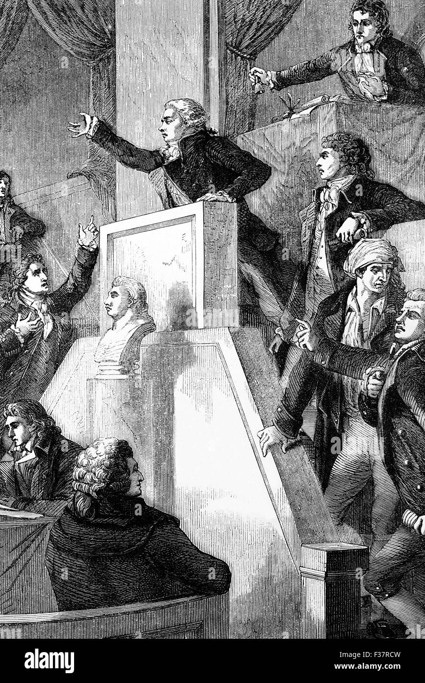 Una riunione dell Assemblea Nazionale formata nei primi stadi della Rivoluzione Francese e sciolto il 30 settembre 1791 per essere riuscito dall' assemblea legislativa. Foto Stock