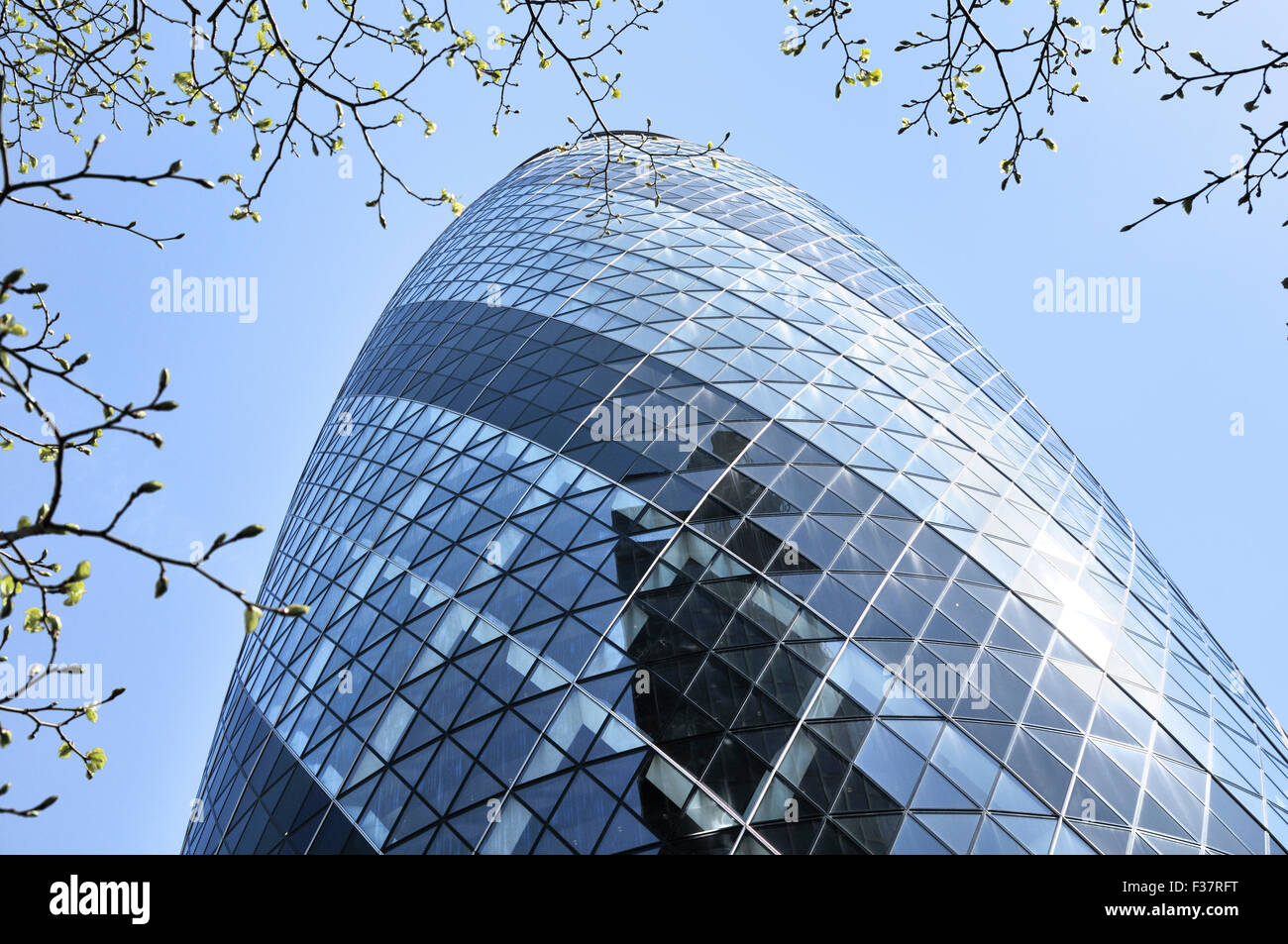 Il Gherkin building, 30 St Mary Axe, città di Londra, Regno Unito Foto Stock