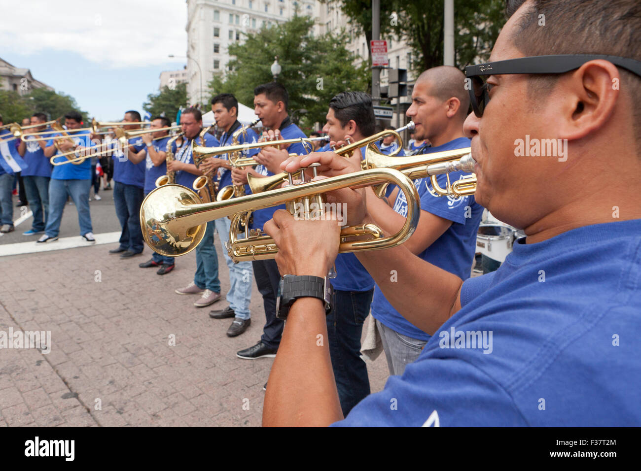 Marching Band trombettista - USA Foto Stock
