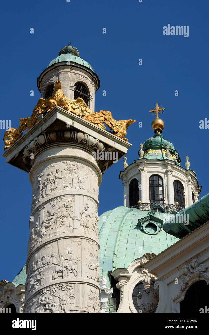 Charles Church dal 1737, Vienna, Austria, il patrimonio mondiale Foto Stock
