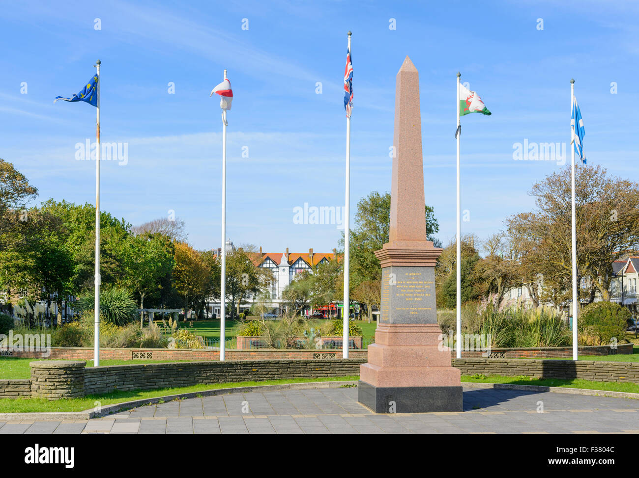 Memoriale di guerra per i morti della guerra sudafricana (1899-1902) in giardini Steyne a Worthing West Sussex, in Inghilterra, Regno Unito. Monumento di guerra. Foto Stock
