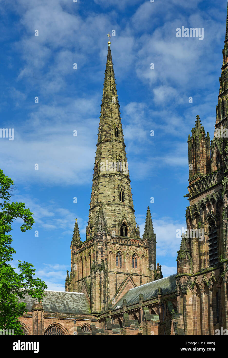 Lichfield Cathedral, grande guglia Foto Stock