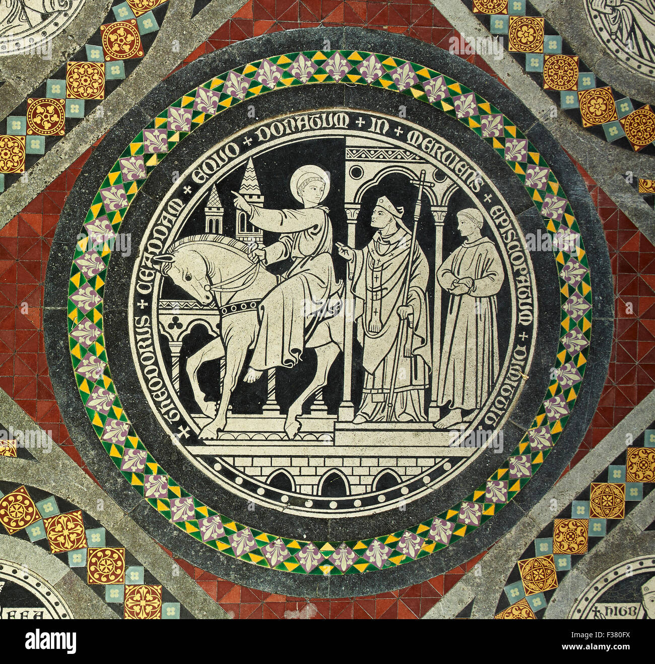 Lichfield Cathedral, St Chad tile Foto Stock